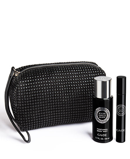 תיק ערב הכולל מי גוף ובושם אייקון ונילה בלאק RHINESTONES BAG| GA-DE