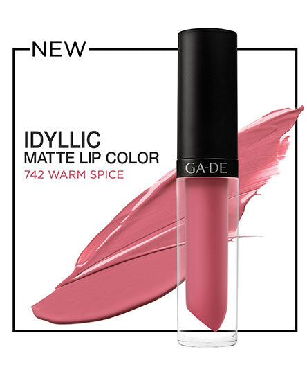 שפתון IDYLLIC #742 ליפסטיק נוזלי מאט בגוון ורוד ניוד | GA-DE